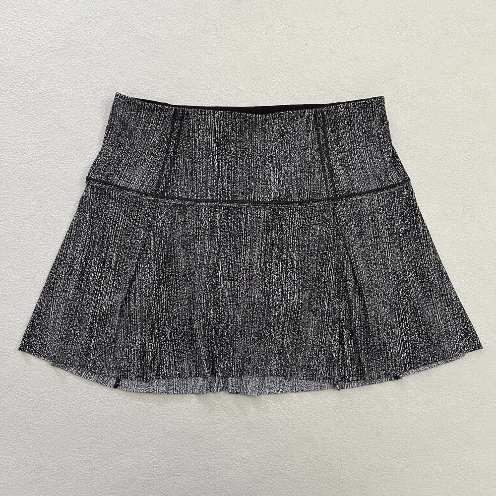 Lululemon Lost In Pace Skirt Women 15" Salt Alpine White Black Skort 6 Tall